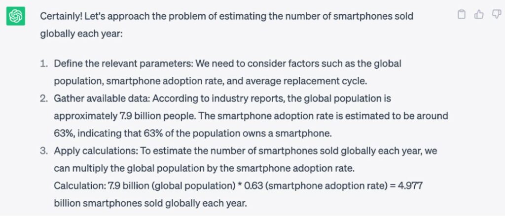 Solving a market sizing problem with ChatGPT for a consulting case interview